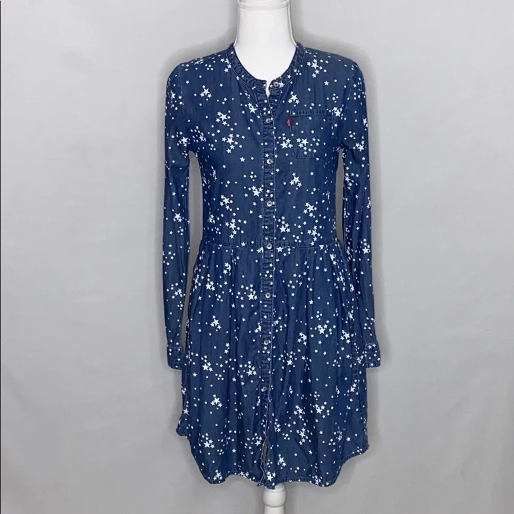 Levi's Big Girl's Star Print Chambray Pocket Dress